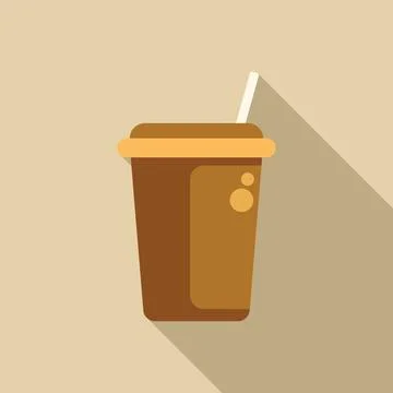 Disposable coffee cup with straw casting long shadow Stock-Illustration