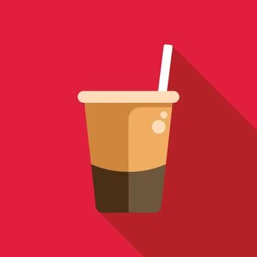 Disposable coffee cup with straw on red background Stock-Illustration
