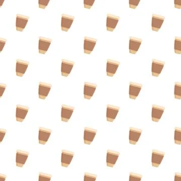 Disposable coffee cups repeating seamless pattern background Stock Illustration