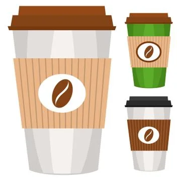 Disposable coffee tea cup isolated on white background poster. Stock Illustration