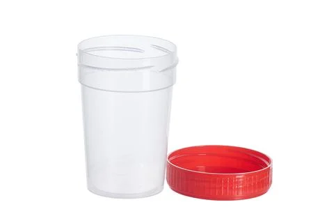 Disposable container for taking biomaterial, opened container for urine and s Stock Photos