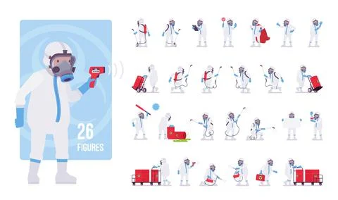 Disposable coverall character set Stock Illustration