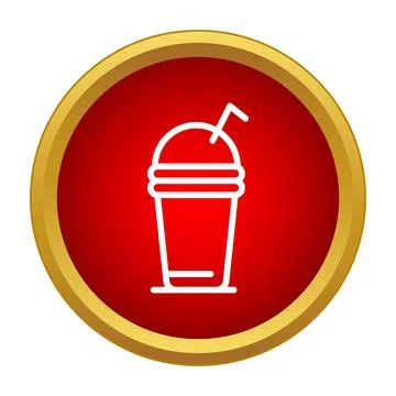 Disposable cup icon representing a cold beverage drink Stock Illustration