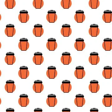 Disposable cups against orange circle Minimalistic Icon Seamless Pattern Illustrazione stock