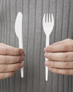 Disposable cutlery Foto stock
