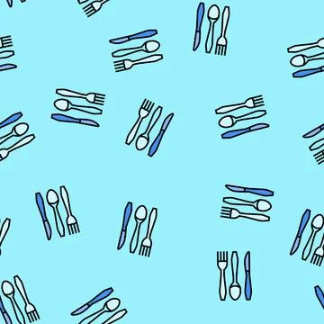 Disposable cutlery plastic package vector seamless pattern Stock Illustration