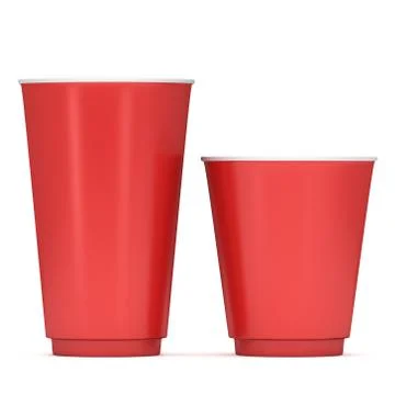 Disposable drink cups. Red paper mug 스톡 일러스트