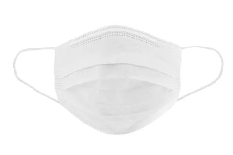 Disposable ear-loop 3-layer face mask in white colour isolated Stock Photos