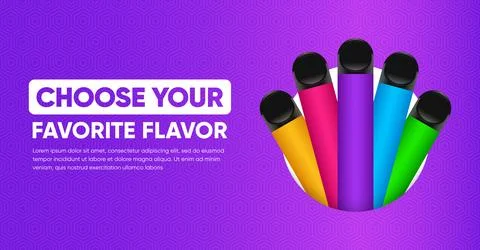 Disposable electronic cigarette vector banner Stock Illustration