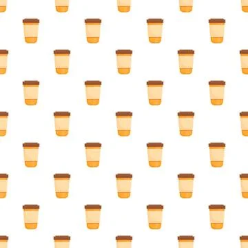Disposable hot coffee cup seamless pattern background Stock Illustration