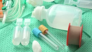 Disposable infusion set on green backgro... | Stock Video | Pond5