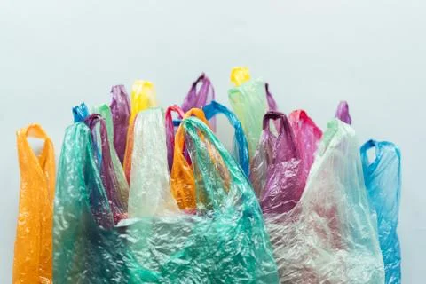 Disposable multi-colored bags Stock Photos