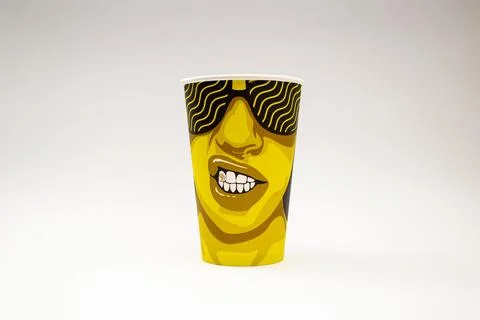 Disposable paper cup on white background, social theme Stock Photos