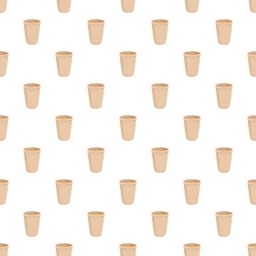 Disposable paper cups seamless pattern for beverage packaging Stock Illustration