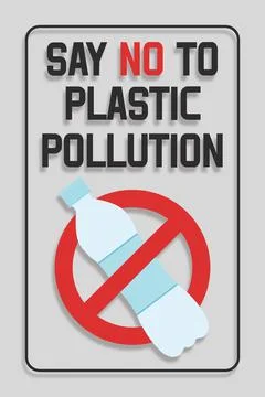 Disposable plastic. Banning plastic bottles. Say no to plastic pollution. Pol Stock Illustration