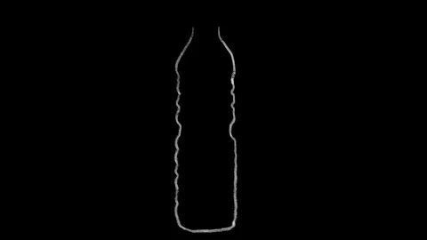 Disposable plastic bottle, drawn on black chalkboard, footage ideal for Stock Footage 102840810