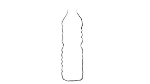 Disposable plastic bottle, drawn on white chalkboard, footage ideal for Stock Footage 102840596
