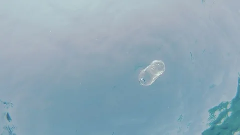 Disposable Plastic Bottle FLoating On The Sea Surface Stock Footage 95595127