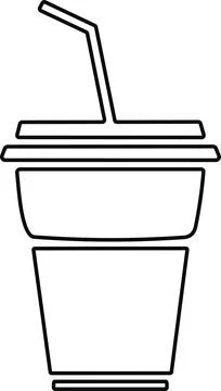 Disposable plastic coffee or tea cup or glass with straw icon vector. cold .. Stock Illustration