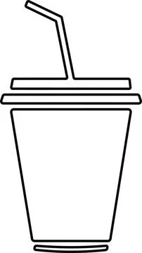 Disposable plastic coffee or tea cup or glass with straw icon vector. cold .. Stock Illustration