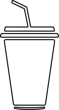 Disposable plastic coffee or tea cup or glass with straw icon vector. cold .. Illustration