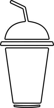 Disposable plastic coffee or tea cup or glass with straw icon vector. cold .. Stock Illustration