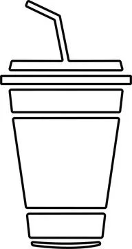 Disposable plastic coffee or tea cup or glass with straw icon vector. cold .. Stock Illustration