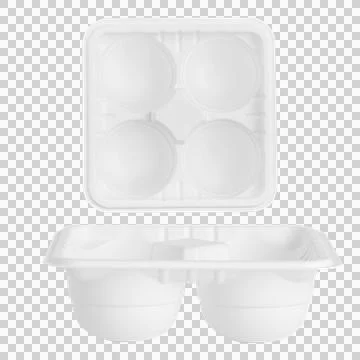 Disposable plastic container with cells on empty background Stock Photos