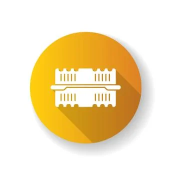 Disposable plastic container yellow flat design long shadow glyph icon. Lunchbox Stock Illustration