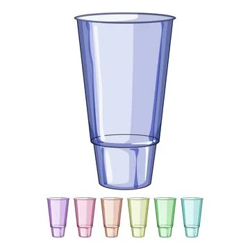 Disposable plastic cup cartoon vector graphic Stock Illustration