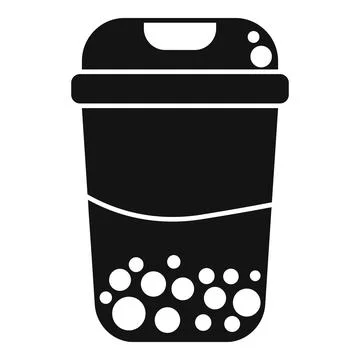 Disposable plastic cup containing bubble tea with tapioca pearls Stock Illustration