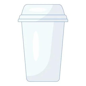 Disposable plastic cup with lid for cold drinks is standing Stock Illustration