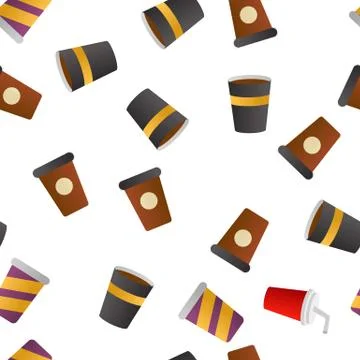 Disposable Plastic Cup Linear Vector Seamless Pattern イラスト素材