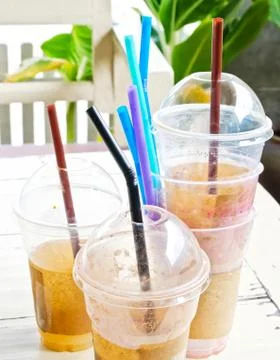 Disposable plastic cups Stock Photos