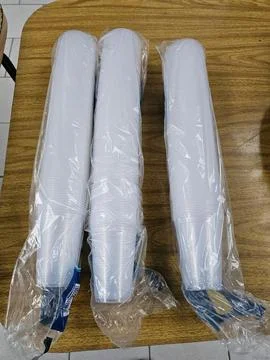 Disposable plastic cups Foto stock