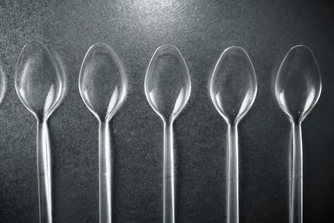 Disposable plastic cutlery Foto stock