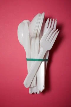 Disposable plastic cutlery 写真素材