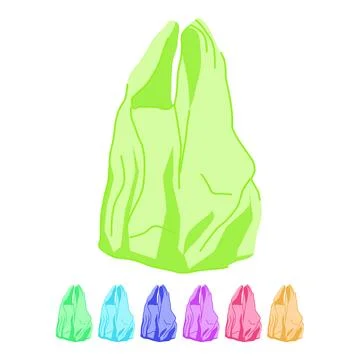 Disposable plastic shopping bag vector cartoon graphic Stock Illustration