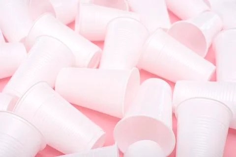 Disposable plastic white empty cups Stock Photos