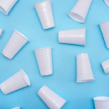 Disposable plastic white empty cups Stock Photos