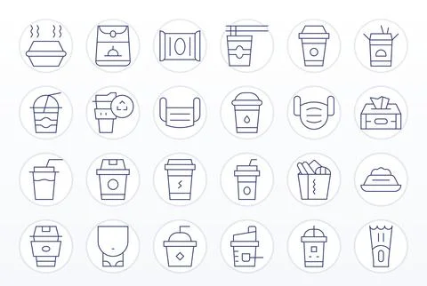 Disposable Professional Vector Set with 24 Thin Line Display Perfect 256x25.. Stock Illustration