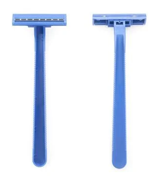Disposable razor on white isolated background. Top view Stock Photos