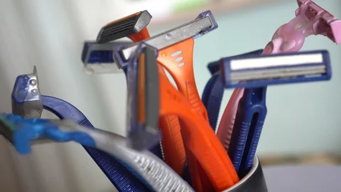 Disposable razors are designed to be used and thrown away Stock Footage 117105162