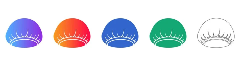Disposable Shower Cap Icon Set Stock Illustration