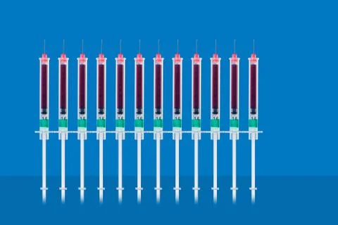 Disposable syringes in a row Stock Photos