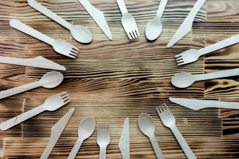 Disposable tableware made of natural materials, Stock Photos