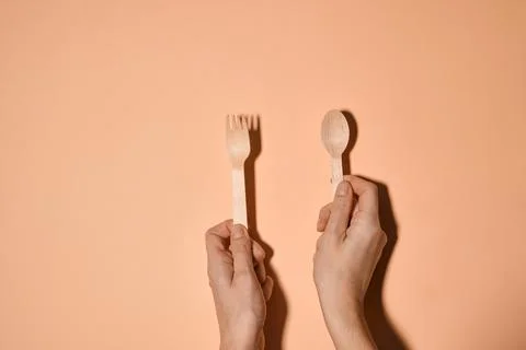 Disposable tableware made of natural materials Stock Photos