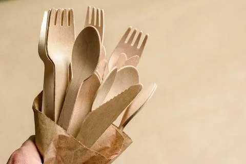 Disposable tableware from natural materials, Stock Photos