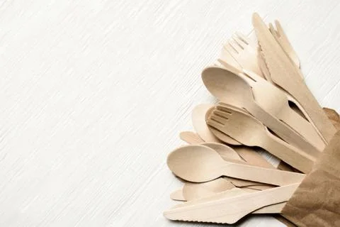 Disposable tableware from natural materials Stock Photos