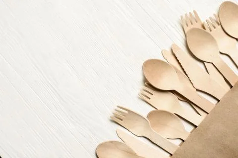 Disposable tableware from natural materials, Stock-Fotos